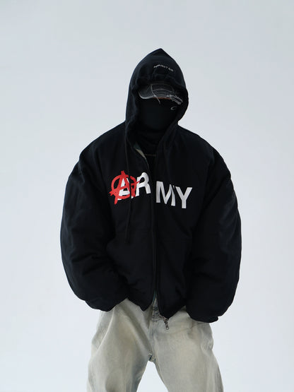 Camouflage Reversible Knit Hooded Puffer Jacket WN16948