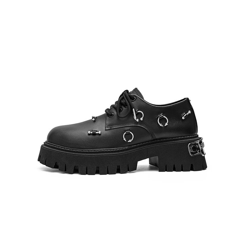 Metal Ring Detail Platform Lace-Up Shoes WN23349