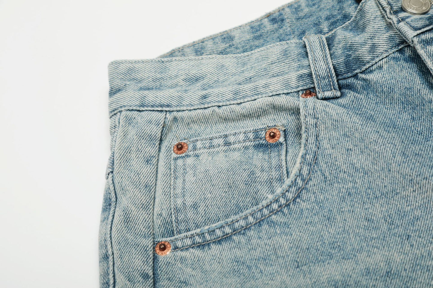 Cropped Damage Washed Half Denim Jeans WN26786