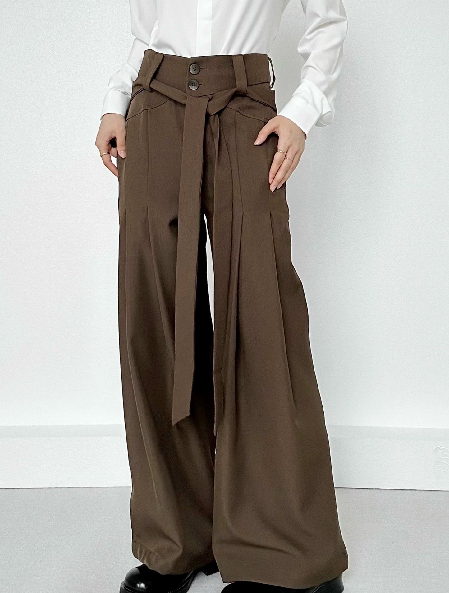 Strap Design Wide Leg Trousers WN19672