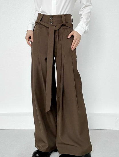 Strap Design Wide Leg Trousers WN19672