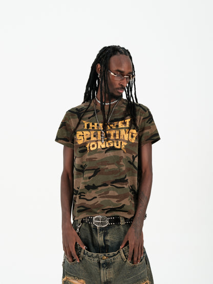 Crack Letter Short Sleeve T-Shirt WN26679