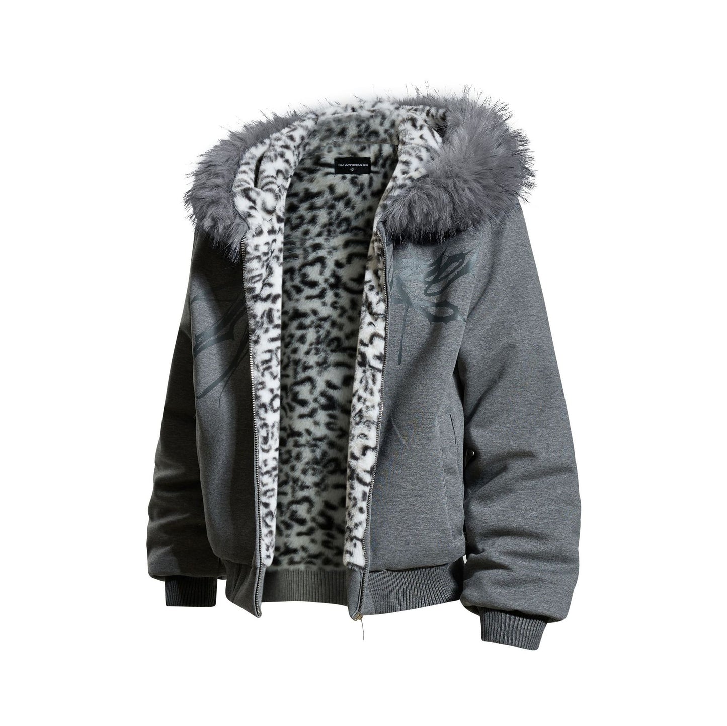 Fake Fur Collar Leopard Print Padded Jacket WN23076