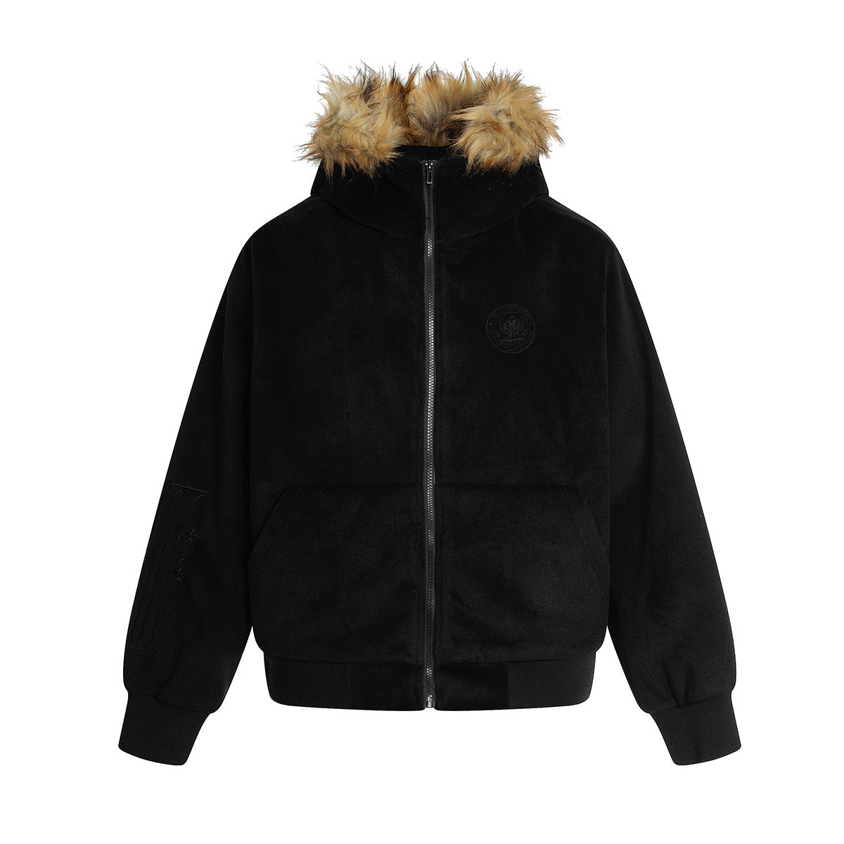 Fake Fur Collar Fleece Lining Zipper Hoodie WN21937