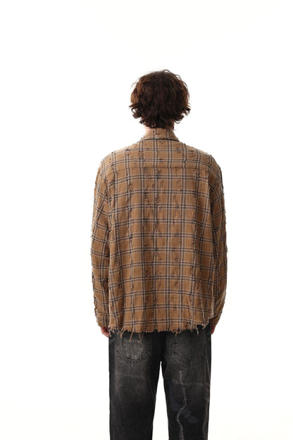 Plaid Damage Wash Long Sleeve Shirt WN25716