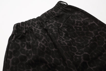 Leopard Graphic Letter Wide Leg Half Pants WN28106