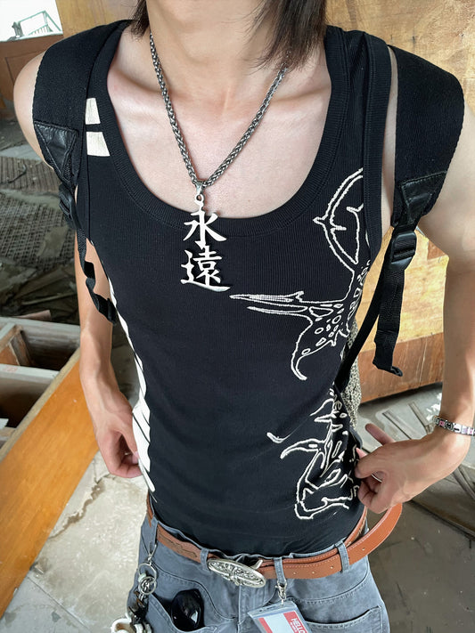 Graffiti High Stretch Slim Fit Ribbed Tank Top WN26688
