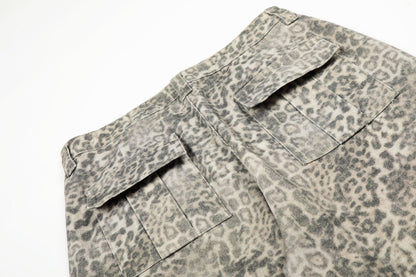 Leopard Multi-Pocket Wide Leg Cargo Pants WN26113