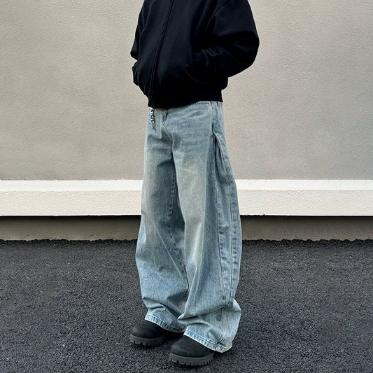 Wrinkle Wide Leg Denim Jeans WN19392