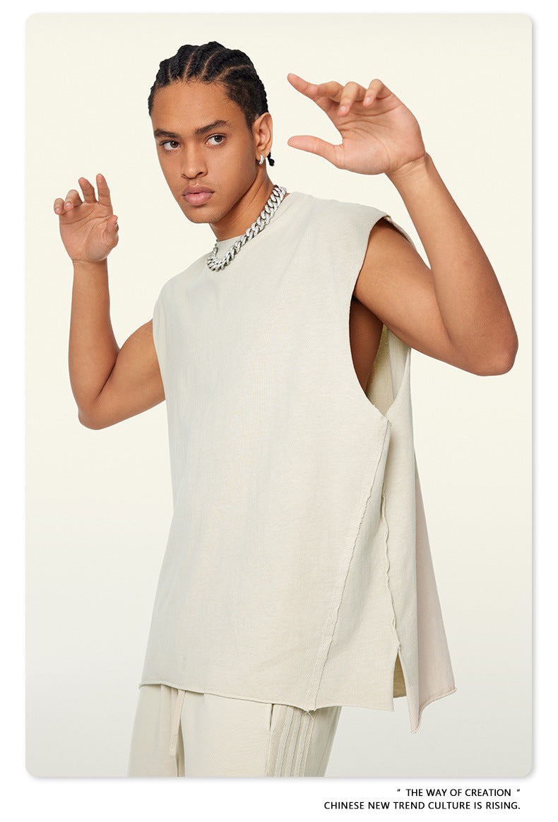 Washed Oversize Sleeveless T-Shirt WN6069
