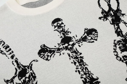 Cross Skull Graphic Short Sleeve Knit T-shirt WN25529