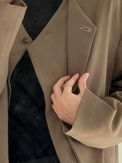 Single Button Collarless Short Tailored Jacket WN21546