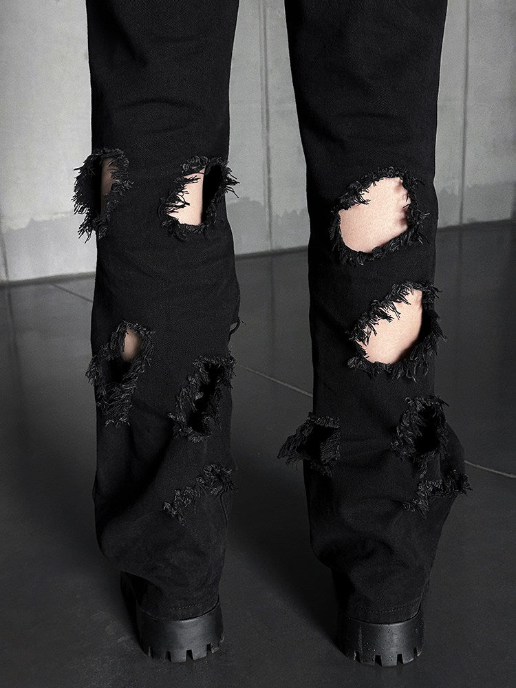 Damage Straight Denim Jeans WN25126