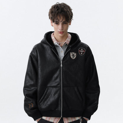 Embroidery Graphic Hooded Zipper Jacket WN22088