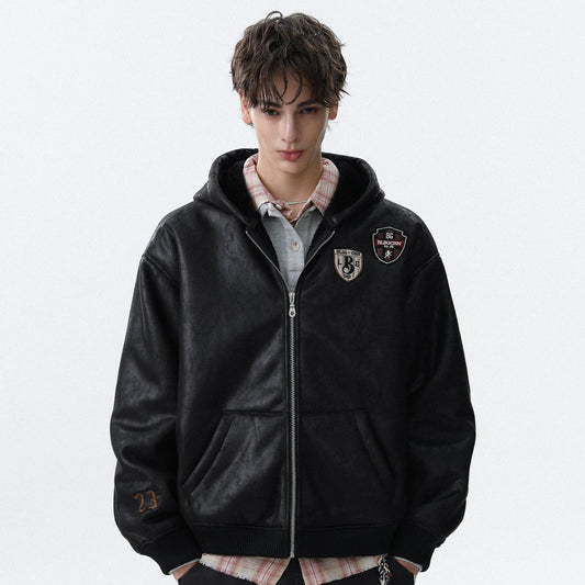 Embroidery Graphic Hooded Zipper Jacket WN22088