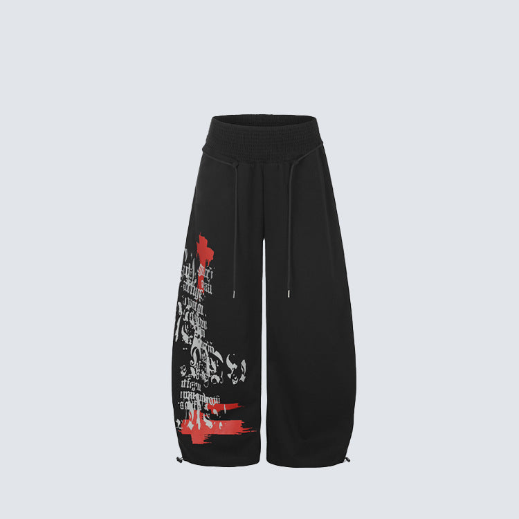 Graphic Print Wide Leg Sweatpants WN27989