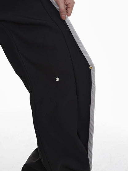 3D Line Design Metal Button Flare Pants WN6969