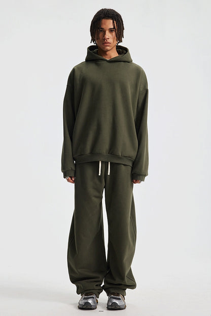 Fleece Lining Oversize Hoodie & Wide Leg Sweatpants Setup WN23113