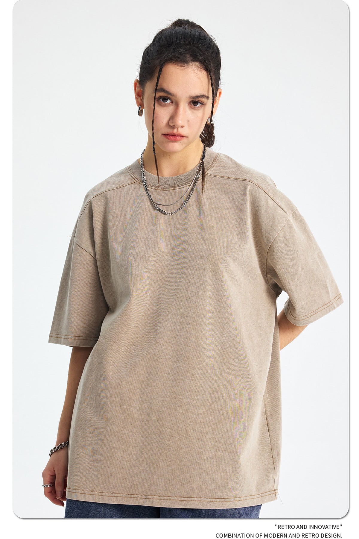 Washed Plain Oversize Short Sleeve T-Shirt WN16261