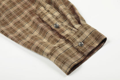 Plaid Washed Damage Long Sleeve Shirt WN25603