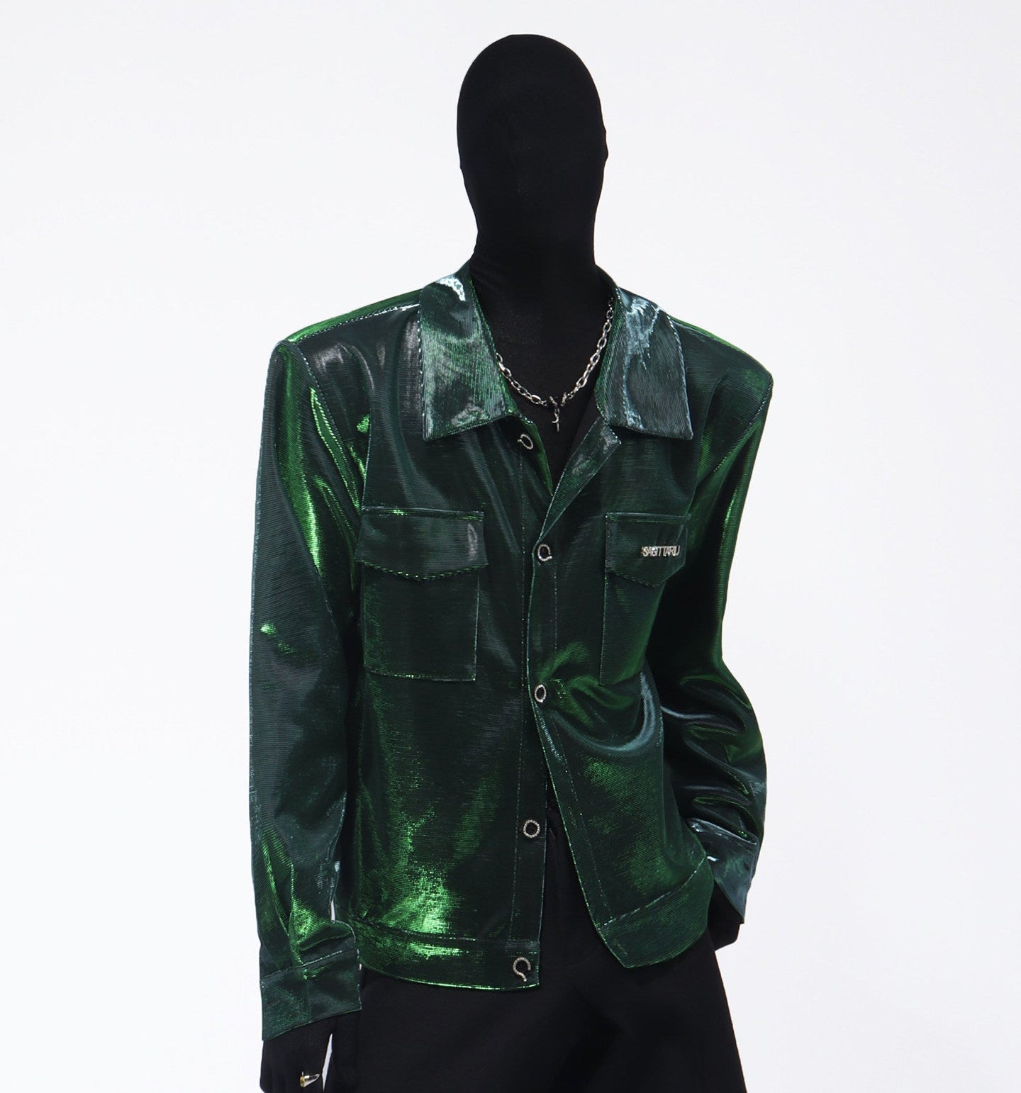 Metallic Texture Pocket Design Jacket WN23704