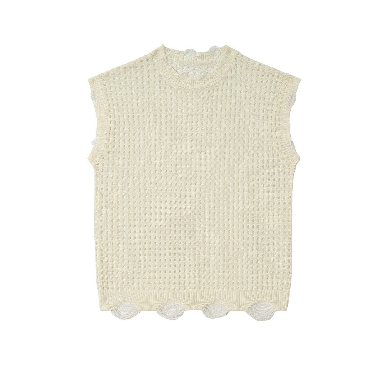 Mesh Damage Design Knit Vest WN25757