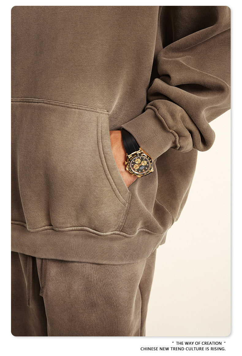 Oversize Fleece Lining Washed Pullover Hoodie WN9924