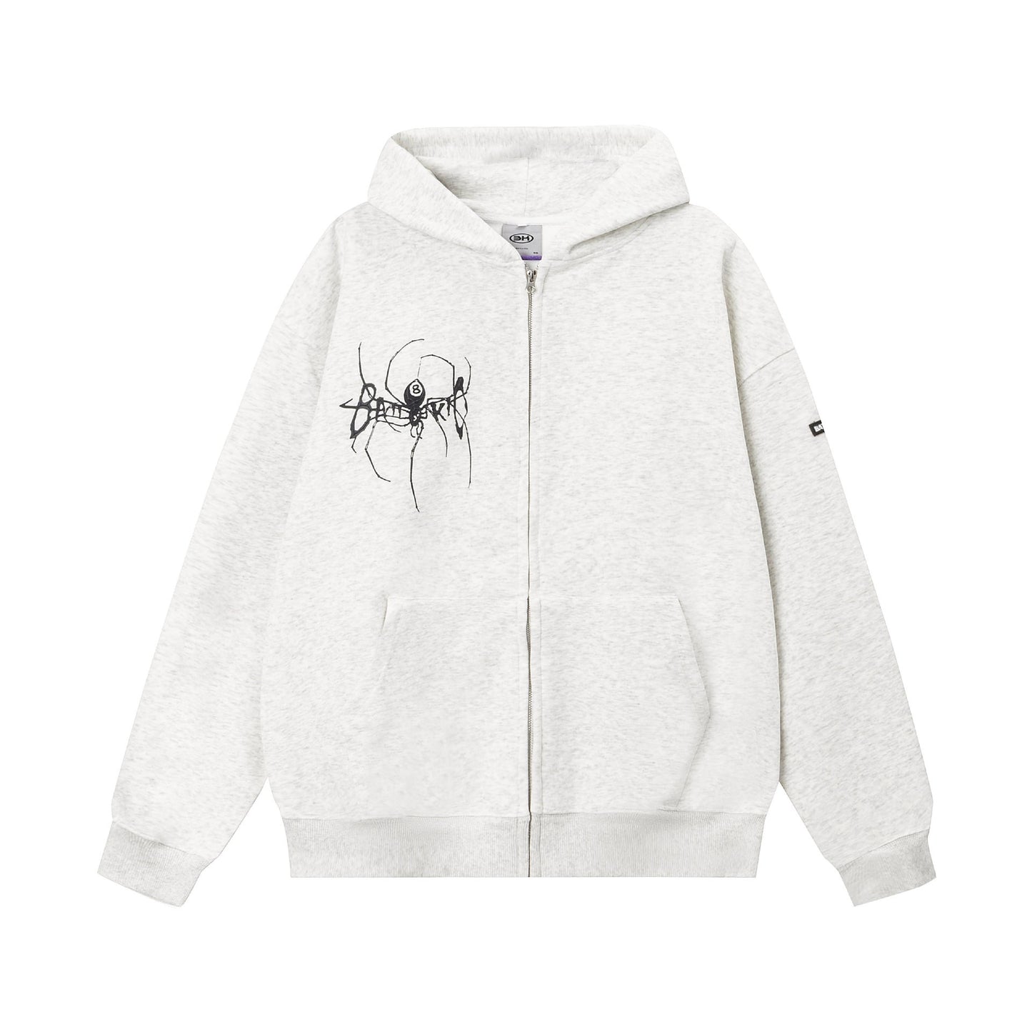 Spider Print Zipper Hoodie WN10971