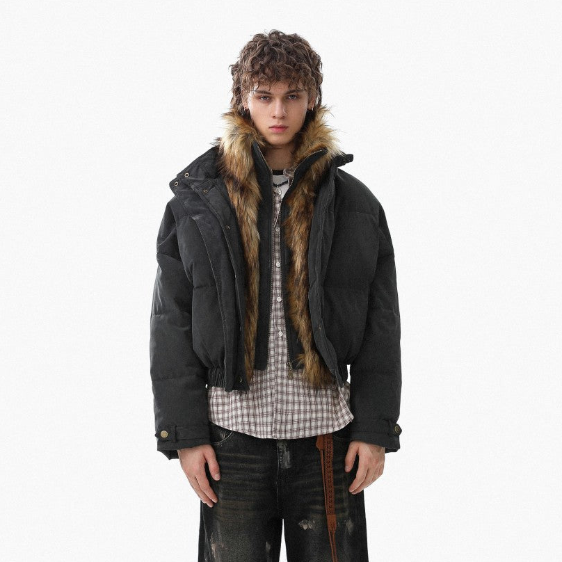Fake Fur Trim Fake Layered Oversize Puffer Jacket WN27933