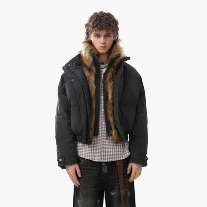 Fake Fur Trim Fake Layered Oversize Puffer Jacket WN27933