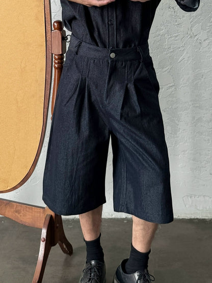 Washed Straight Denim Half Jeans WN19947