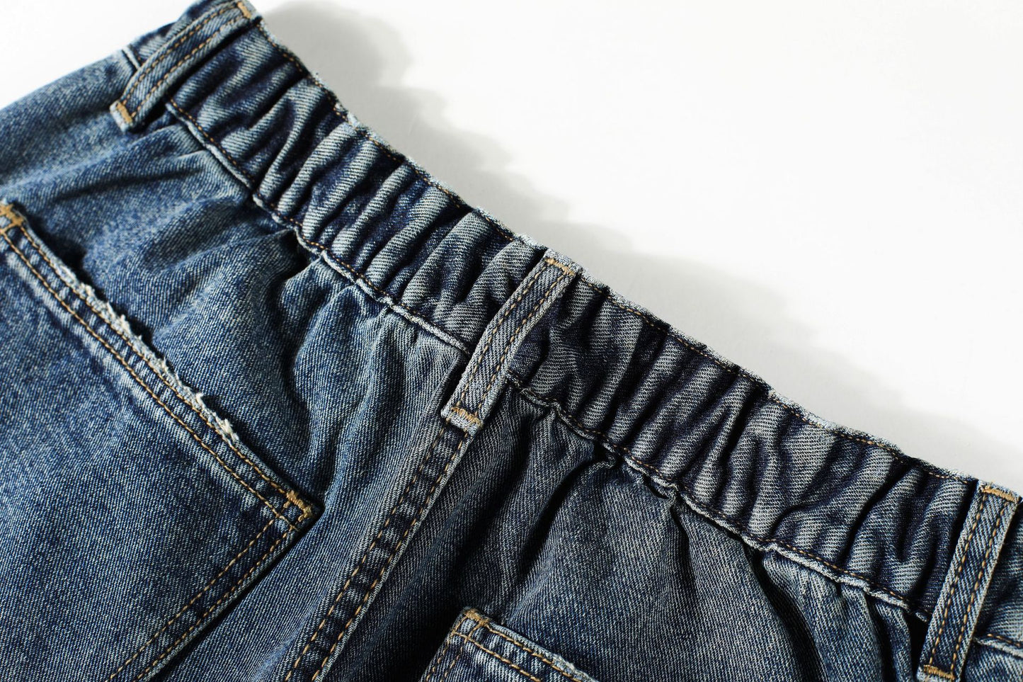 Washed Pleats Patchwork Wide Leg Denim Jeans WN26071