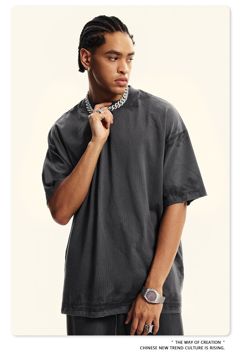 Washed Damage Oversize Heavyweight Short Sleeve T-Shirt WN6072
