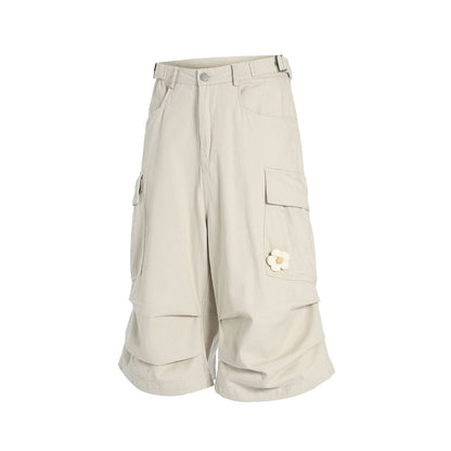 Multi-Pocket Wide Leg Cargo Half Pants WN18574