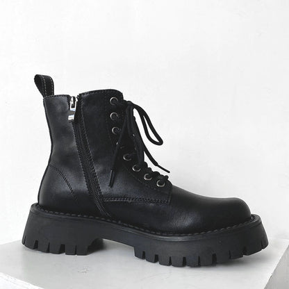 Side Zipper Thick Sole Leather Boots WN19135