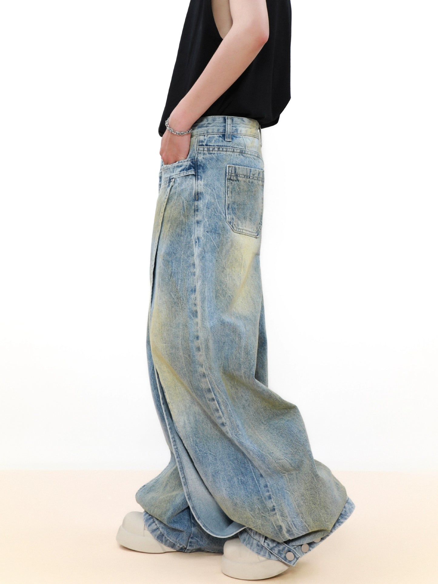 Wide Leg Pleats Jenim Jeans WN8333