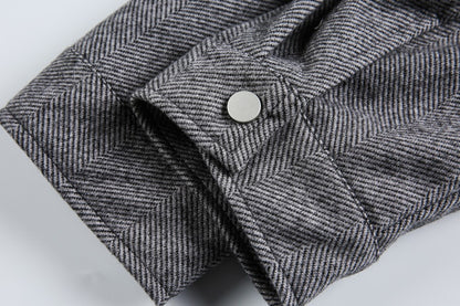Fake Layered Herringbone Patchwork Plaid Collar Jacket WN27900