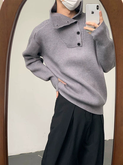 High-Neck Button Knit Sweater WN9644