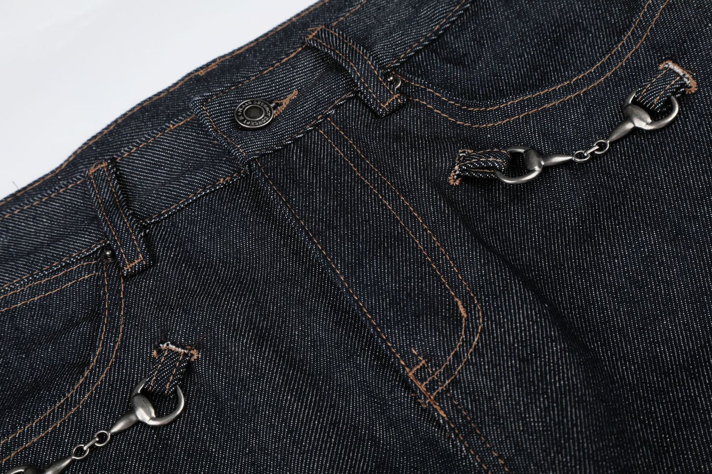 Washed Metal Buckle Wide Leg Denim Jeans WN26169