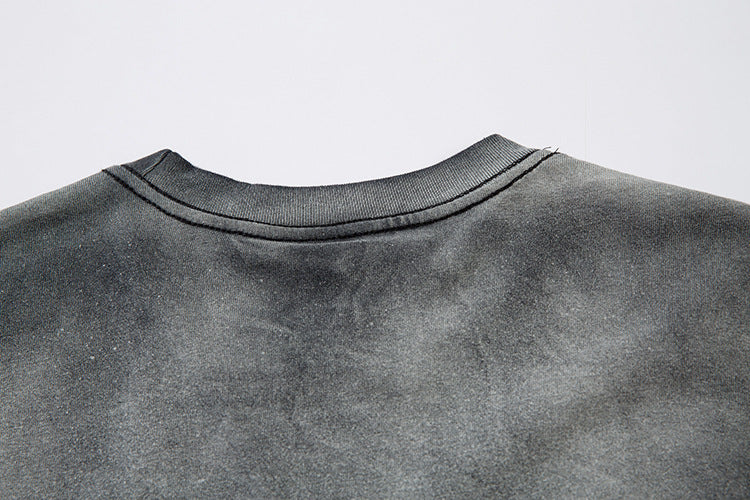 Gradient Damage Design Oversize Long Sleeve T-Shirt WN11129