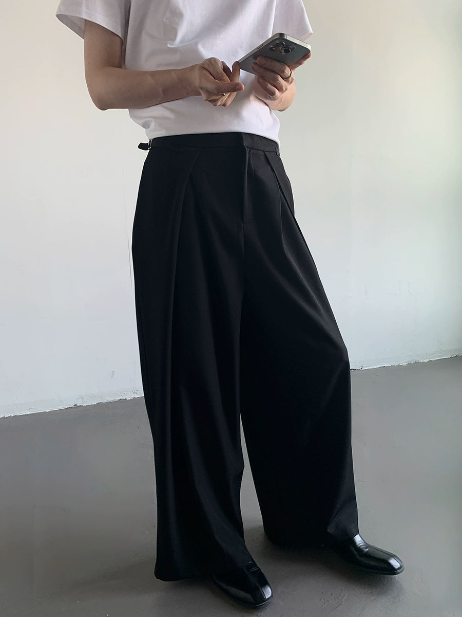 Buttoned Waist Wide-Leg Trousers WN9695