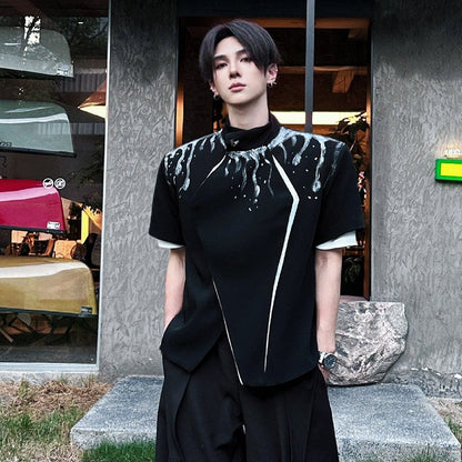 Standing-Collar Short Sleeve Shirt WN25074