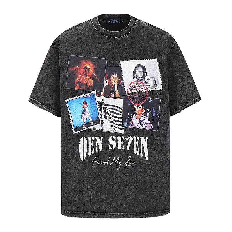 Portrait Design Washed Oversize Short Sleeve T-Shirt WN18591