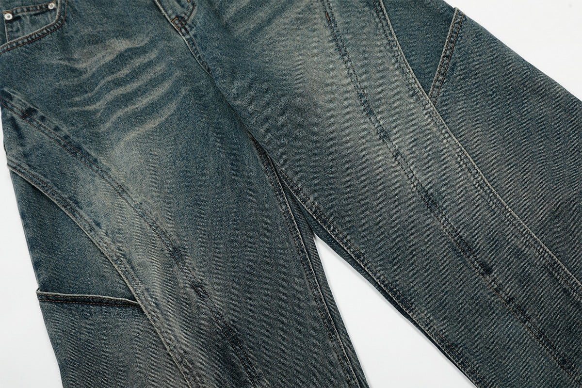 Heavy Wash Wide-Leg Denim Jeans WN16110