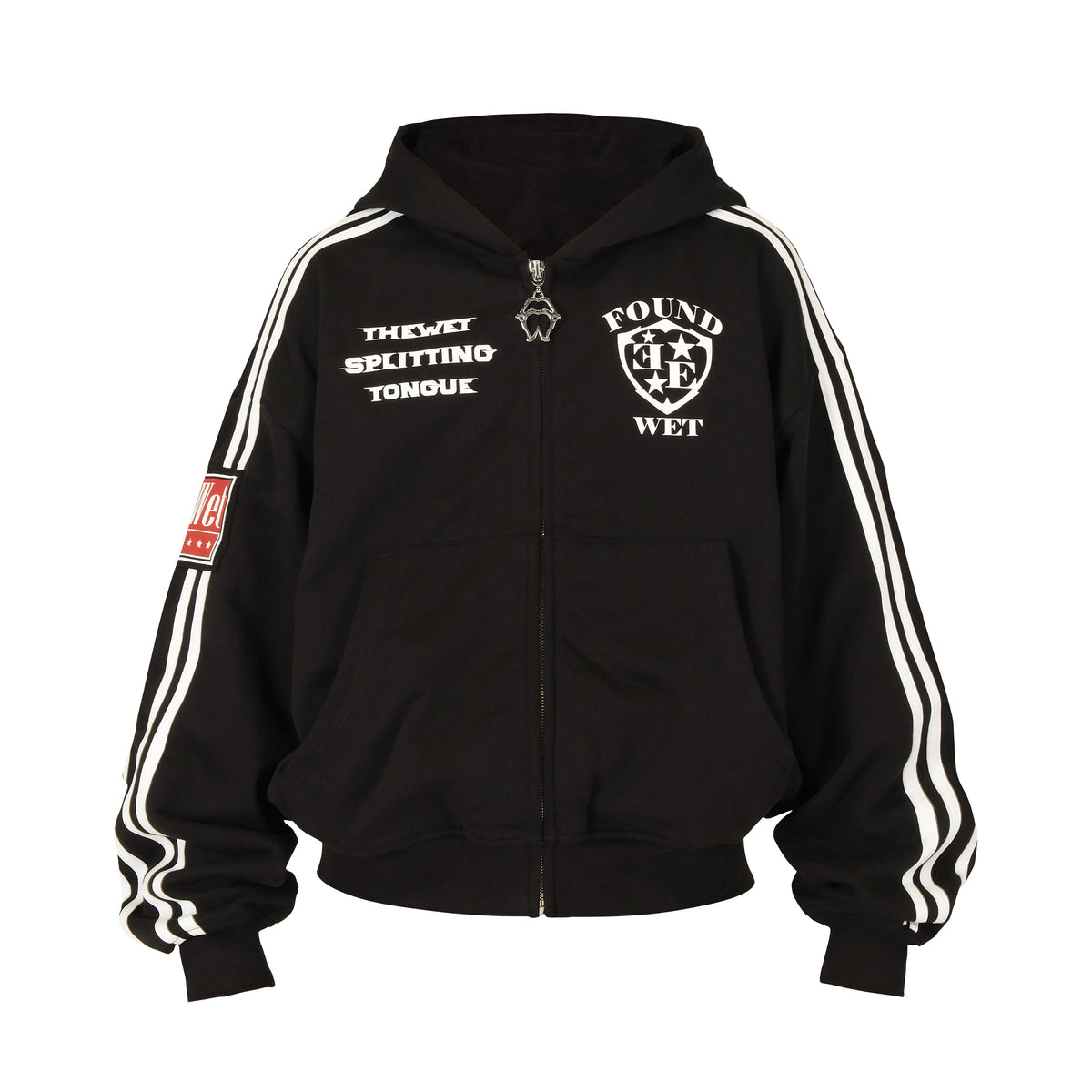 Stripe Badge Letter Zipper Hoodie WN26670