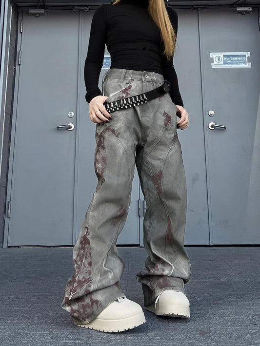 Washed Deconstructed Patchwork Flare Denim Jeans WN24209