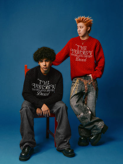 Pearl Letter Knit Sweater WN23227