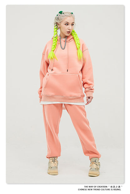 Fleece Lining Oversize Hoodie & Fleece Lining Sweatpants Setup WN9931-K2