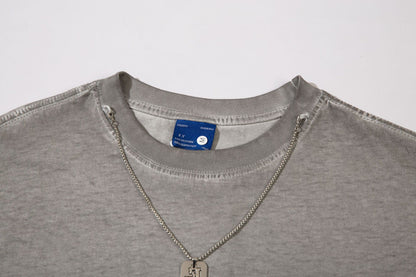 Heavyweight Washed Damage Short Sleeve T-Shirt WN16108