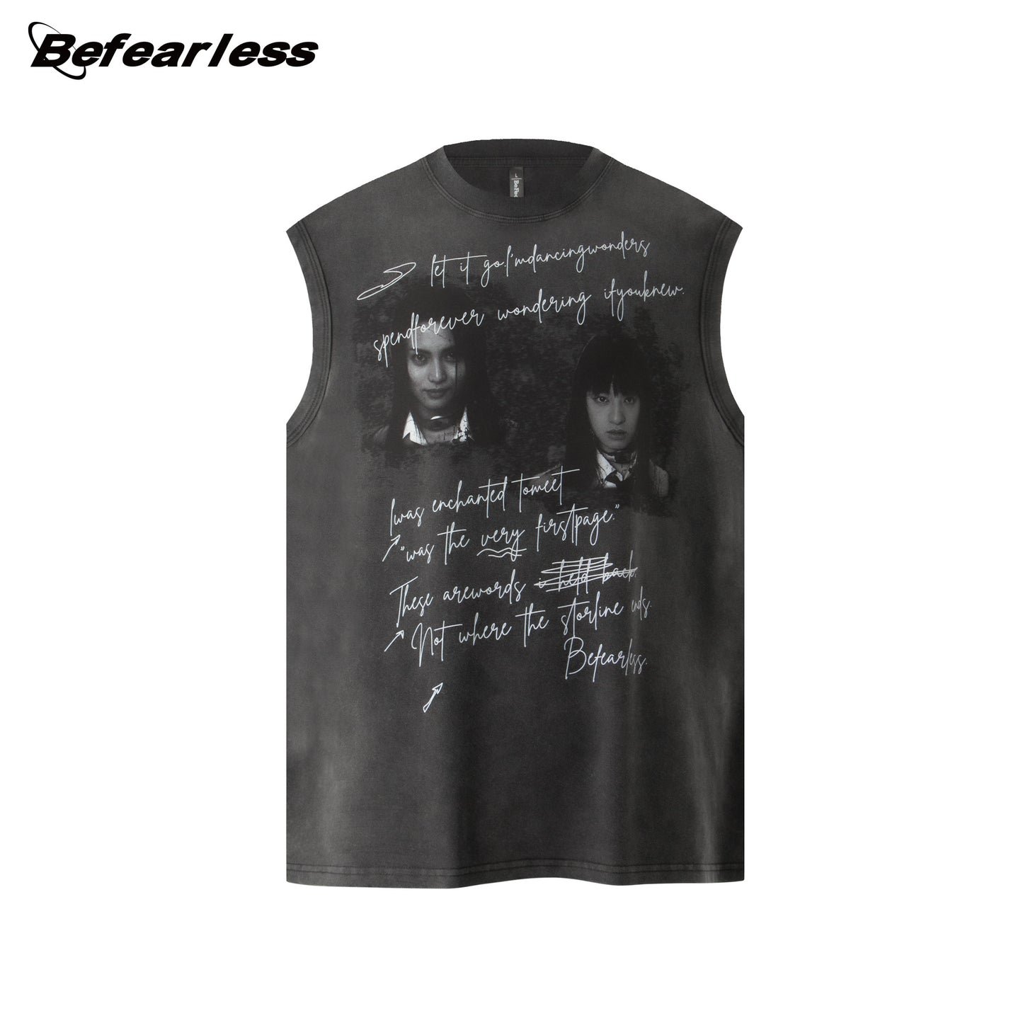 Portrait Graphic Letter Sleeveless T-Shirt WN26202